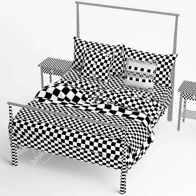 Scandinavian Style GJÖRA Bed Frame with BJÖRKSNÄS Nightstand 3D model image 6