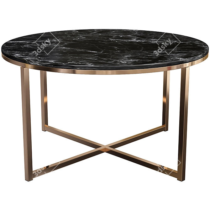 Sleek Round Black Marble Coffee Table 3D model image 2