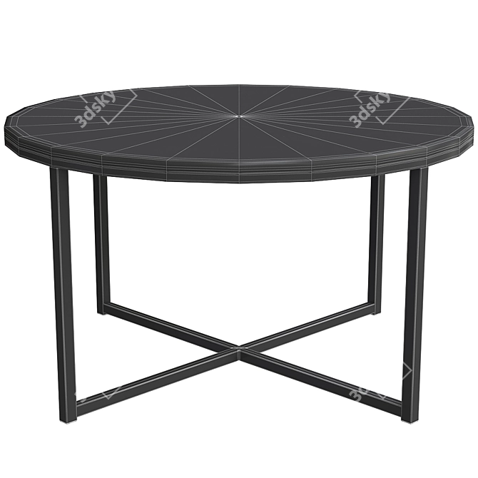 Sleek Round Black Marble Coffee Table 3D model image 4