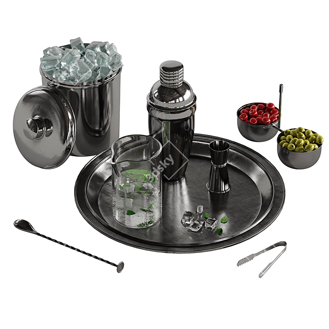 Deluxe Cocktail Set: 2-in-1 Mixology Kit 3D model image 1