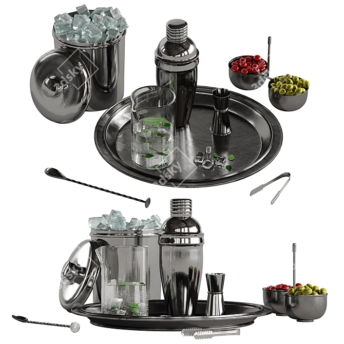 Deluxe Cocktail Set: 2-in-1 Mixology Kit 3D model image 2