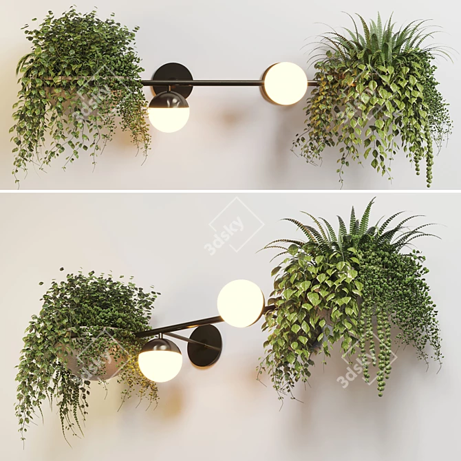 Modern Wall Light Plant Stand Pot 3D model image 1