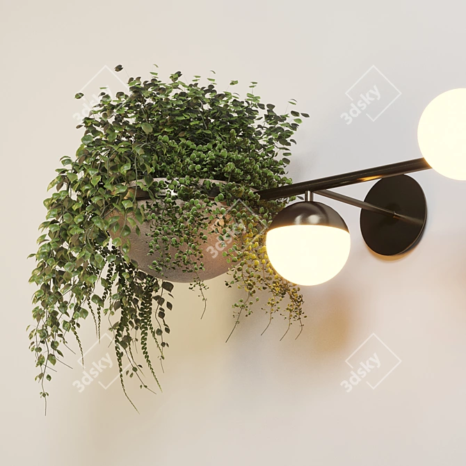 Modern Wall Light Plant Stand Pot 3D model image 3