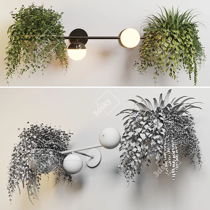 Modern Wall Light Plant Stand Pot 3D model image 5