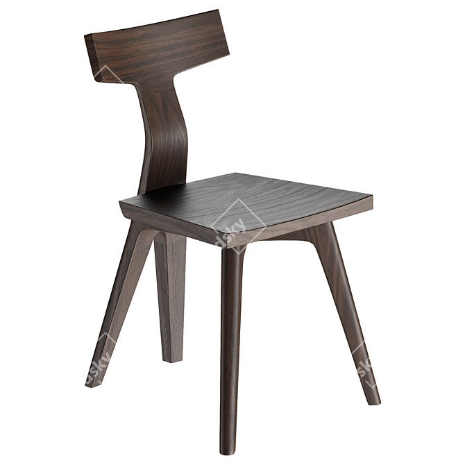 Sculptural Wood Fin Dining Chair 3D model image 1