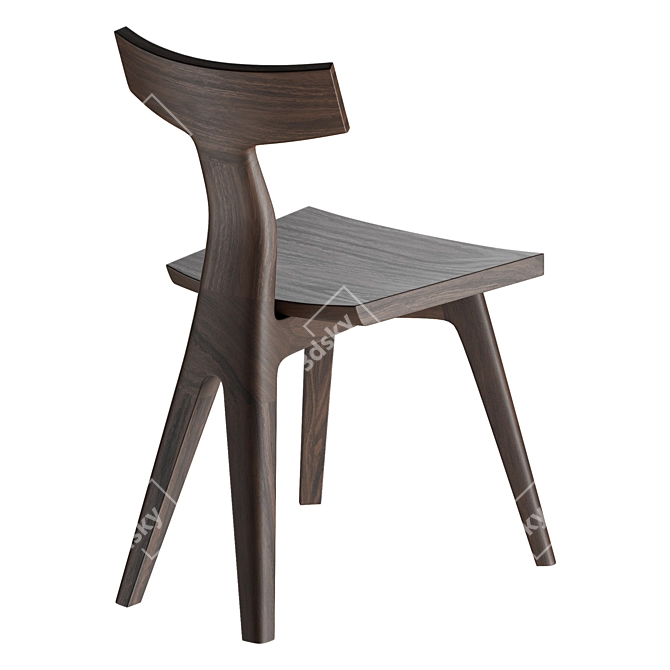 Sculptural Wood Fin Dining Chair 3D model image 2