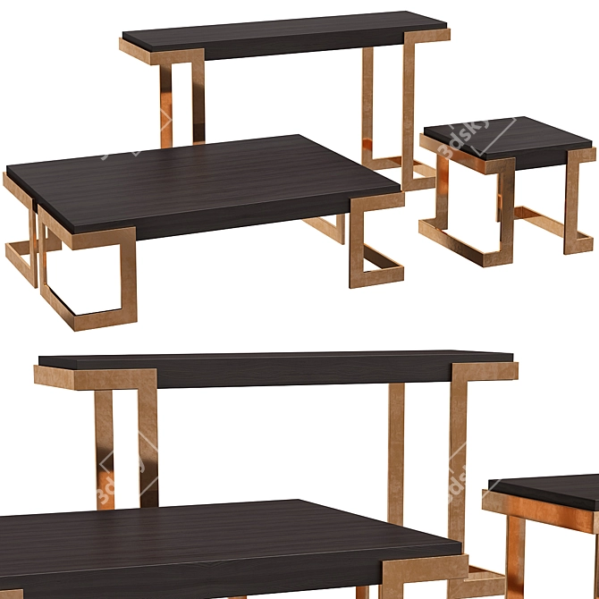 Modern Angulus Side Table Set 3D model image 1