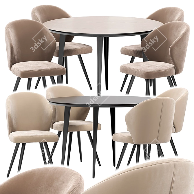 Modern Tango Dining Set: Watford Table & Chairs 3D model image 1