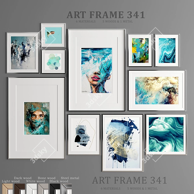 Modern Art Frames: 11 Designs in Wood & Metal 3D model image 1