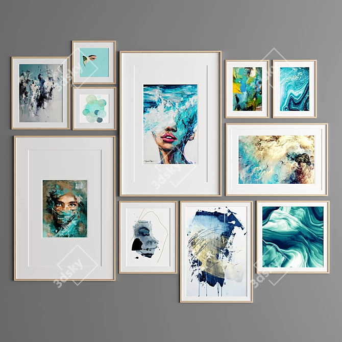 Modern Art Frames: 11 Designs in Wood & Metal 3D model image 2