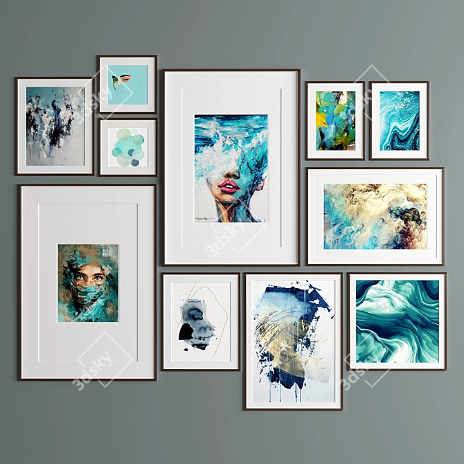 Modern Art Frames: 11 Designs in Wood & Metal 3D model image 3