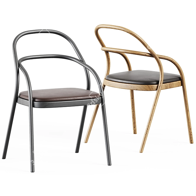 Elegant Upholstered Wooden Chair 3D model image 2