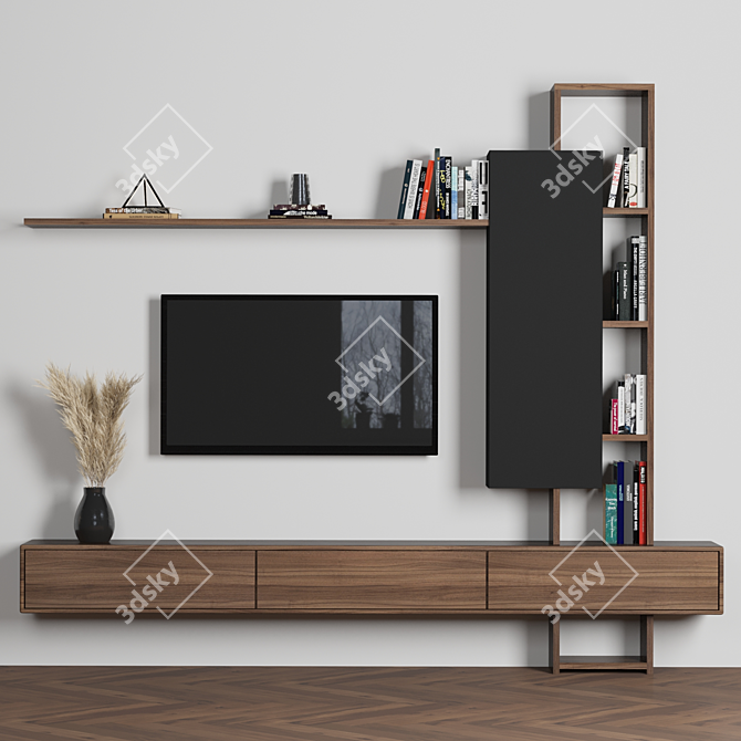 Modular TV Wall: High Quality, Easy to Customize 3D model image 1