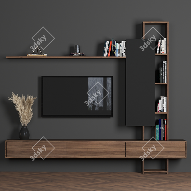 Modular TV Wall: High Quality, Easy to Customize 3D model image 2