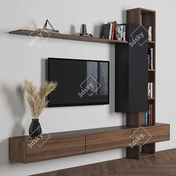 Modular TV Wall: High Quality, Easy to Customize 3D model image 4