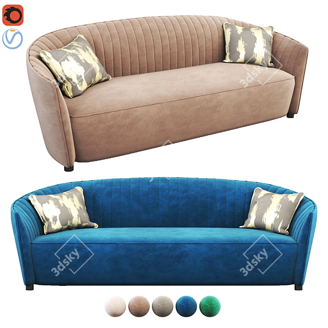  Modern Alice 3-Seater Sofa 3D model image 1