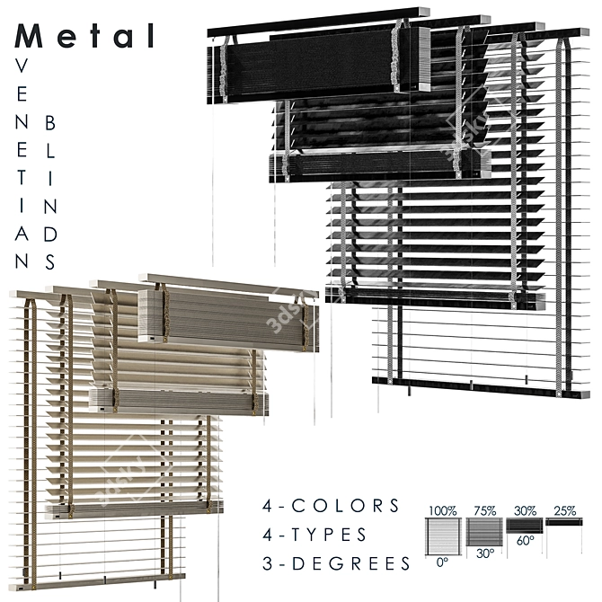 Modern Metal 45mm Venetian Blind 3D model image 1