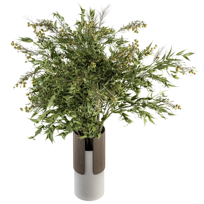 Green Branch Bouquet in Vase 3D model image 2