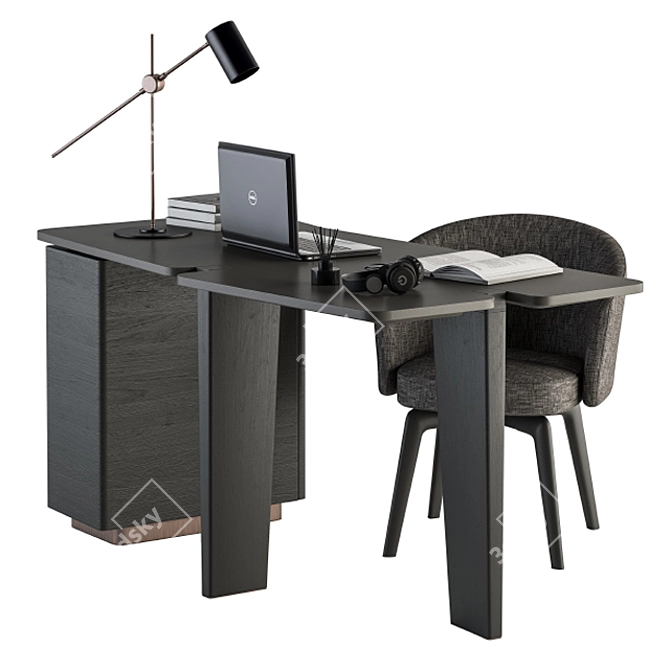 Sleek Black & Gold Minotti Jacob Office Desk 3D model image 3