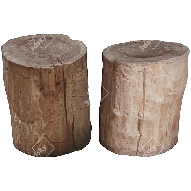 Natural Wood Tree Trunk Décor 3D model image 1