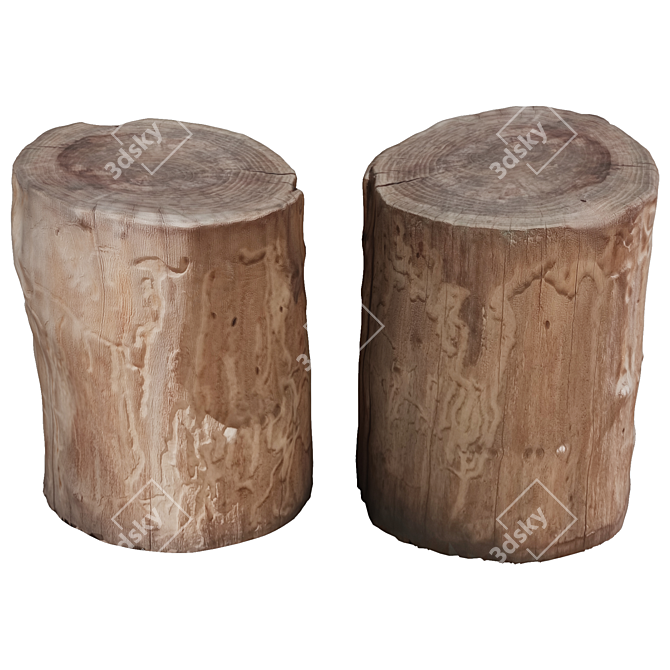 Natural Wood Tree Trunk Décor 3D model image 5