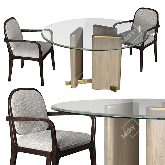 Paris Paname: Luxury Stainless Steel Dining Set 3D model image 1