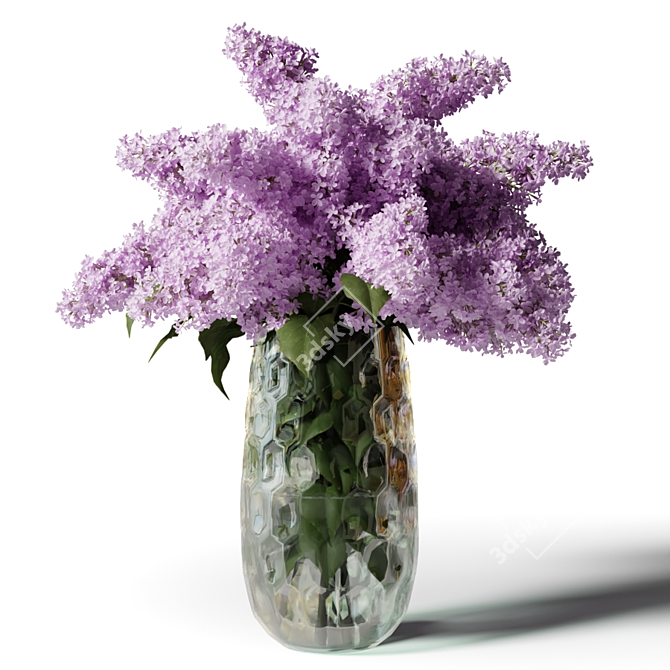 Modern Tall Vase Blooming Lilacs 3D model image 1