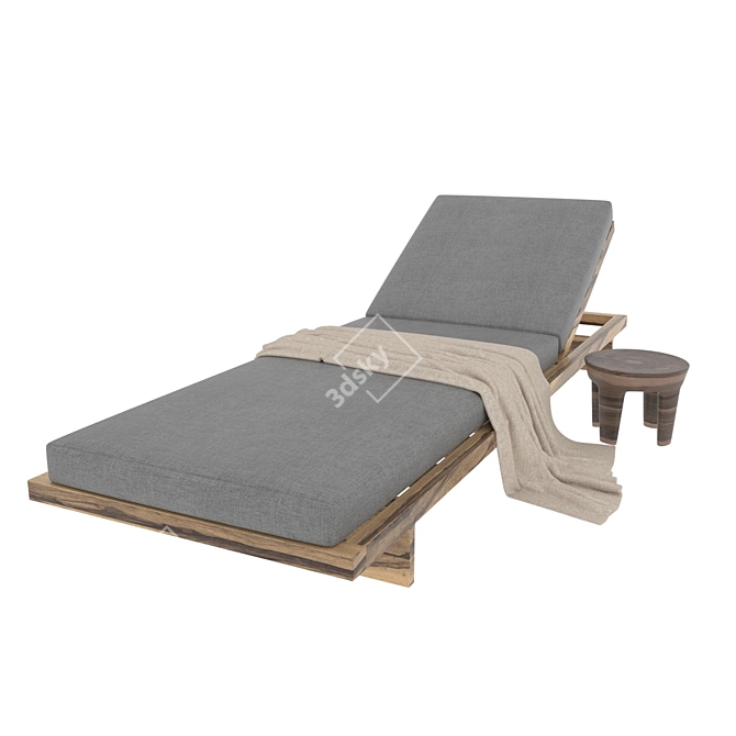 Outdoor Sun Lounger & Table Combo 3D model image 1