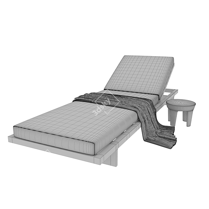 Outdoor Sun Lounger & Table Combo 3D model image 2