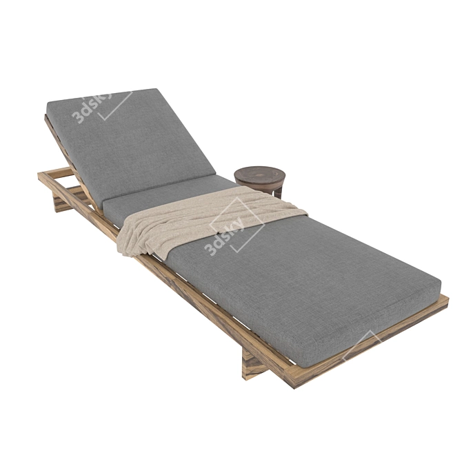 Outdoor Sun Lounger & Table Combo 3D model image 3