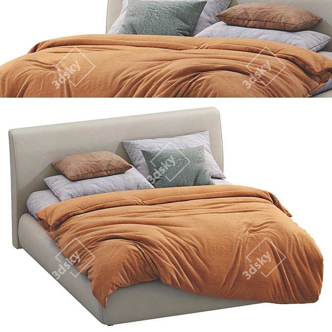 Luxury Leather Bed Frame 3D model image 2