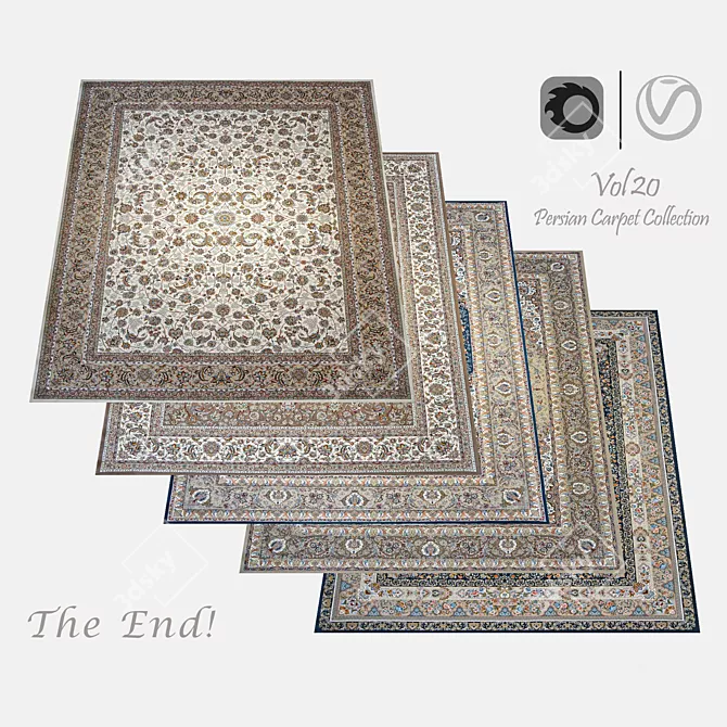 Persian Carpet Collection: Exquisite 4k Textures 3D model image 1
