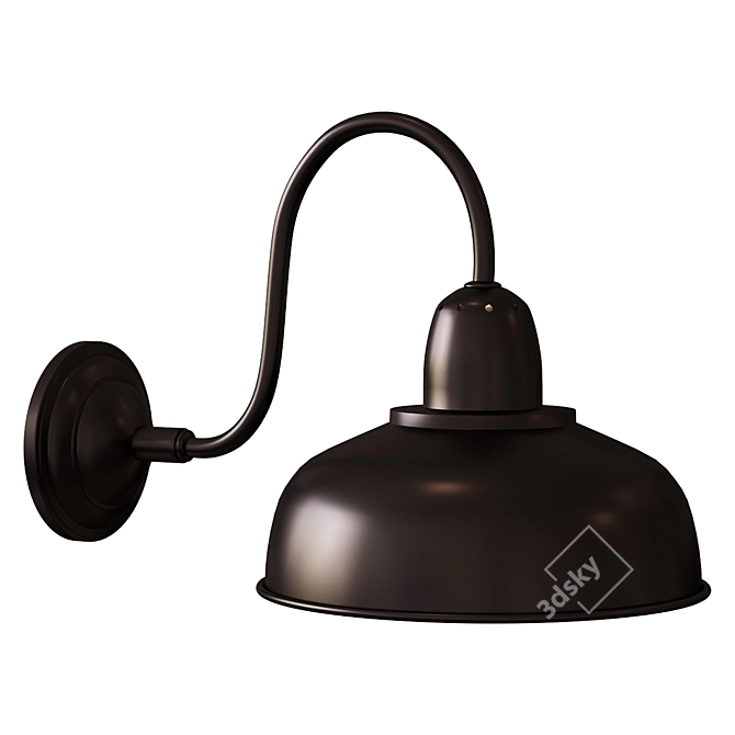 Rustic Industrial Dome Wall Sconce 3D model image 1