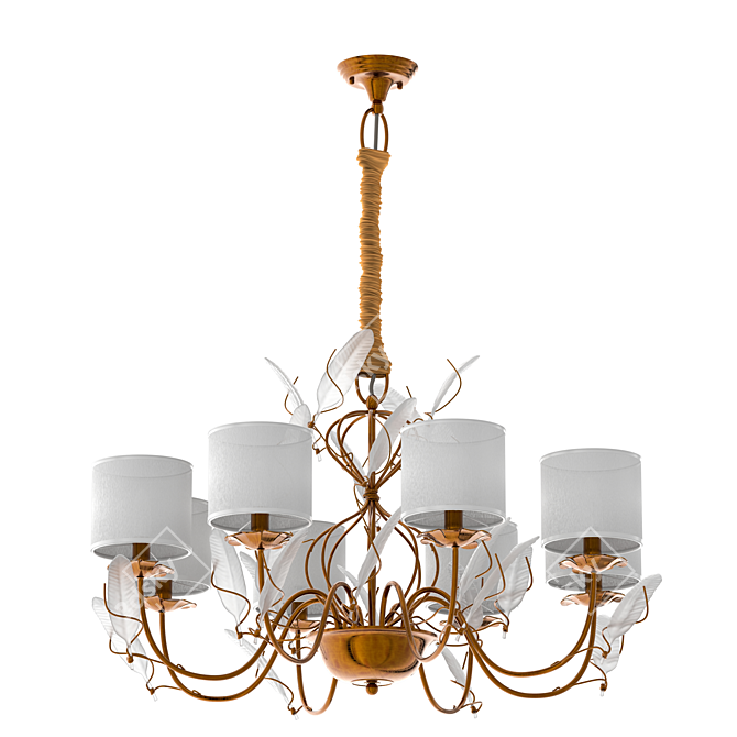 Sophisticated Feathered Glass Chandelier 3D model image 1