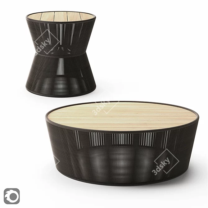 Lakewood Drum: Chic Side-Coffee Table 3D model image 1