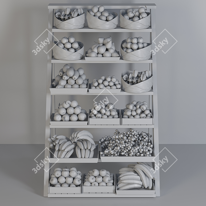 Farm Fresh Fruit Market Shelf 3D model image 2