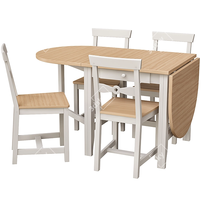 Gamleby Dining Set - Antique & Grey 3D model image 1