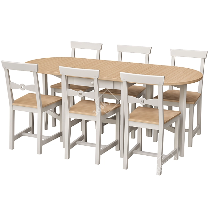 Gamleby Dining Set - Antique & Grey 3D model image 2