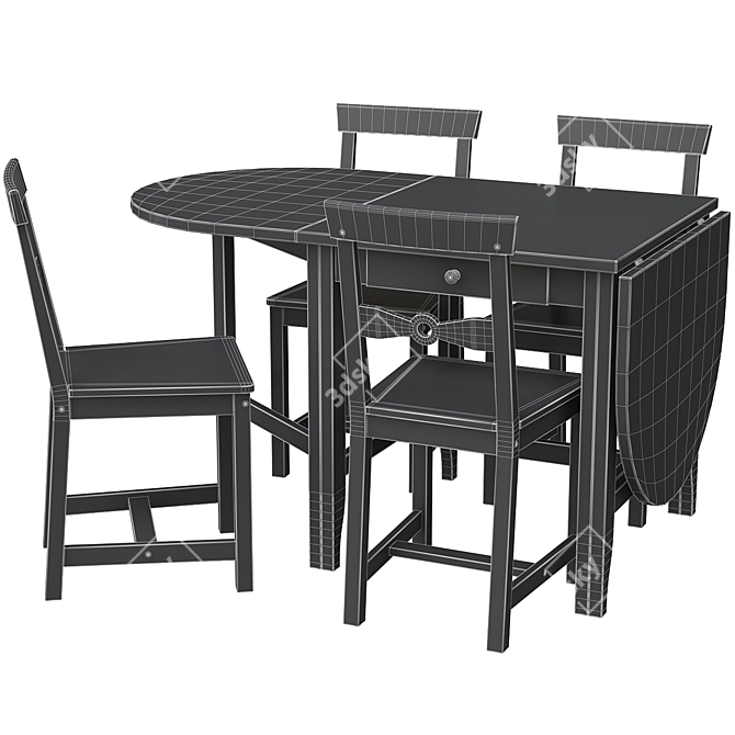 Gamleby Dining Set - Antique & Grey 3D model image 3