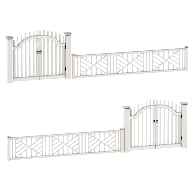 Durable PVC Wicket Fence 3D model image 1