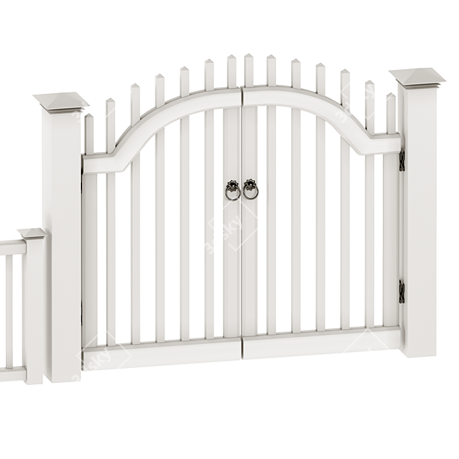 Durable PVC Wicket Fence 3D model image 2