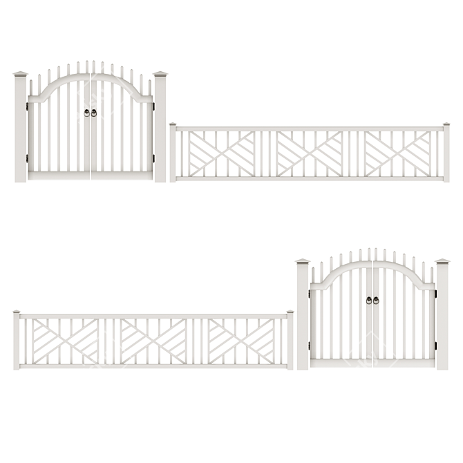 Durable PVC Wicket Fence 3D model image 4