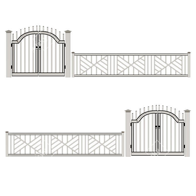 Durable PVC Wicket Fence 3D model image 5