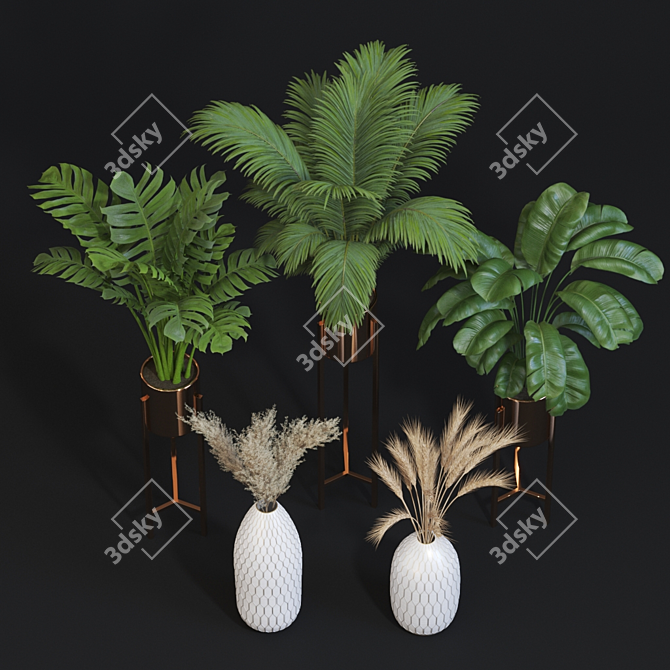 Golden Glow: Ceramic Vases Collection 3D model image 2