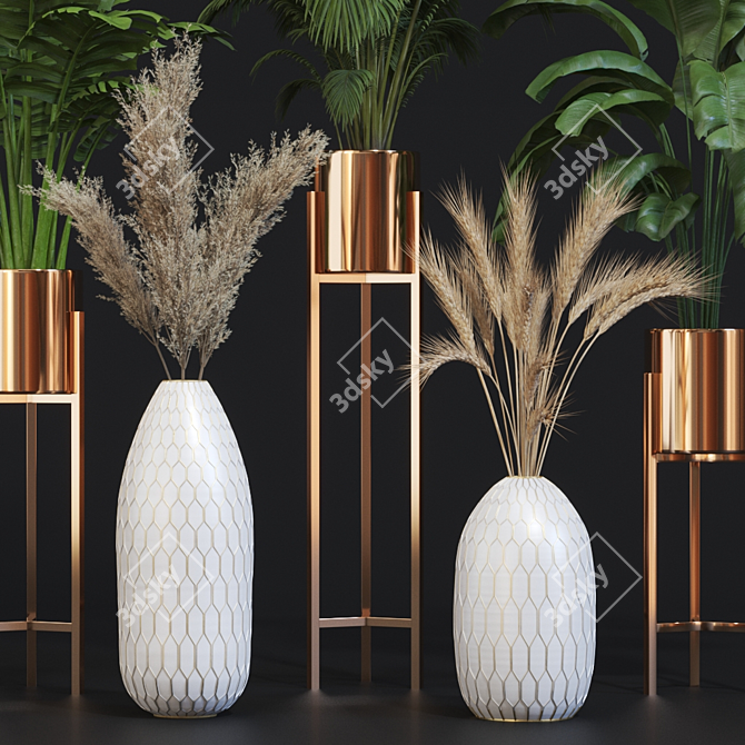 Golden Glow: Ceramic Vases Collection 3D model image 3