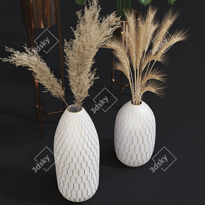 Golden Glow: Ceramic Vases Collection 3D model image 7