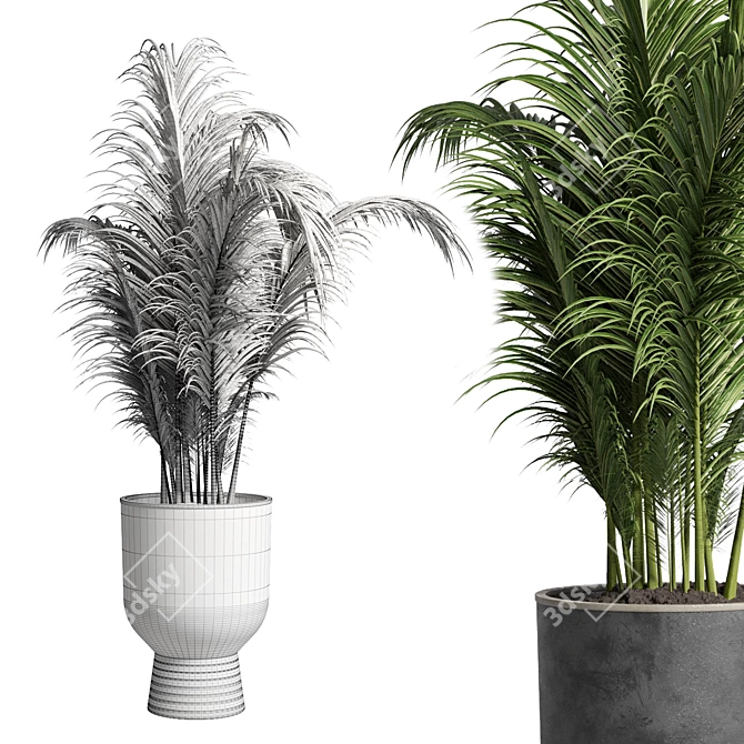 Concrete Palm Tree Vase: Indoor Plant 63 Pot 3D model image 2