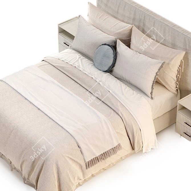 Elegant Wabi Sabi Bed 3D model image 4