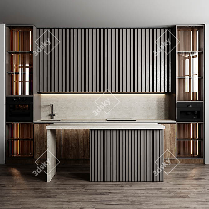 Modern Kitchen 3D Model 3D model image 1