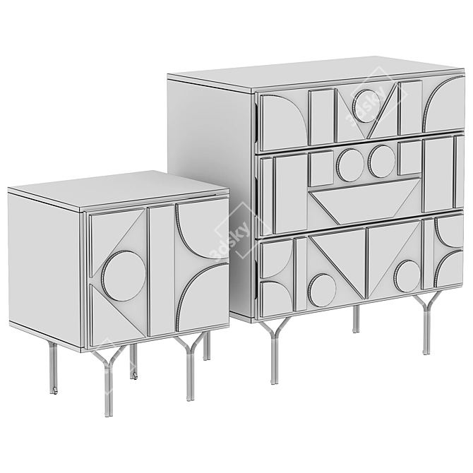 Modern Sideboard and Chest of Drawers Set (Elgo/Pictograph) 3D model image 6